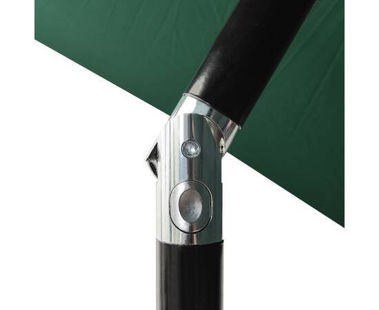 Umbrelă de soare cu stâlp din oțel & led-uri, verde, 2x3 m, 9 image