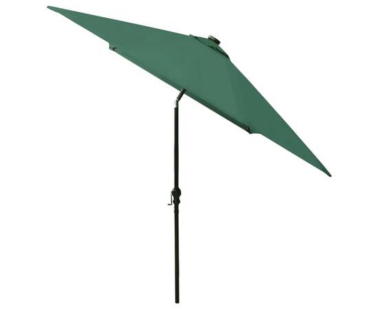 Umbrelă de soare cu stâlp din oțel & led-uri, verde, 2x3 m, 7 image