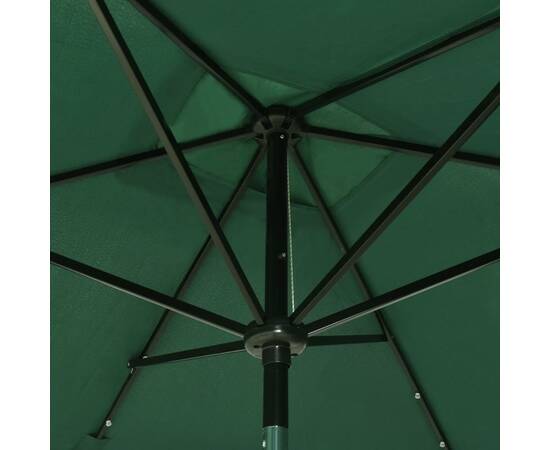 Umbrelă de soare cu stâlp din oțel & led-uri, verde, 2x3 m, 2 image