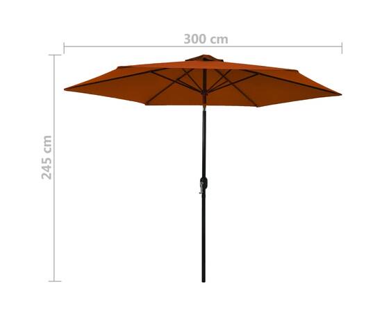 Umbrelă de soare de exterior, stâlp metalic, cărămiziu, 300 cm, 7 image