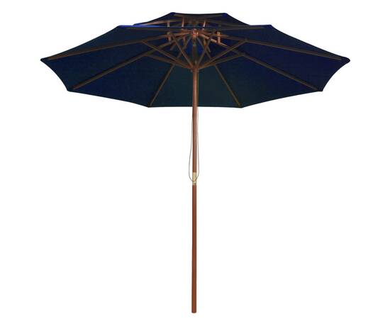 Umbrelă de soare dublă, stâlp din lemn, albastru, 270 cm, 3 image