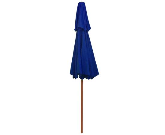 Umbrelă de soare dublă, stâlp din lemn, albastru, 270 cm, 5 image