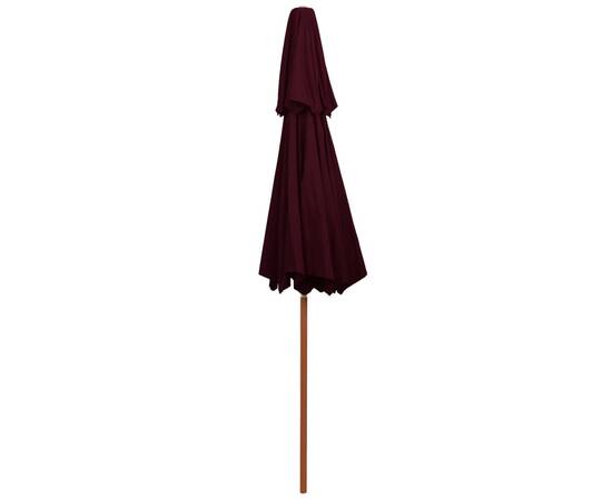 Umbrelă de soare dublă, stâlp din lemn, roșu bordo, 270 cm, 5 image