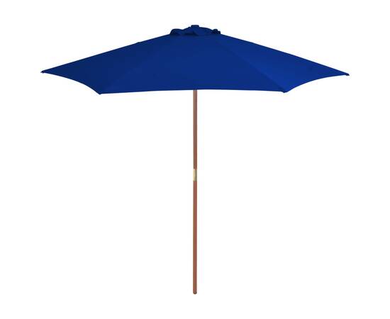 Umbrelă de soare exterior cu stâlp din lemn, albastru, 270 cm