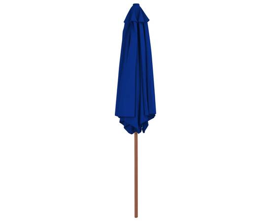 Umbrelă de soare exterior cu stâlp din lemn, albastru, 270 cm, 4 image