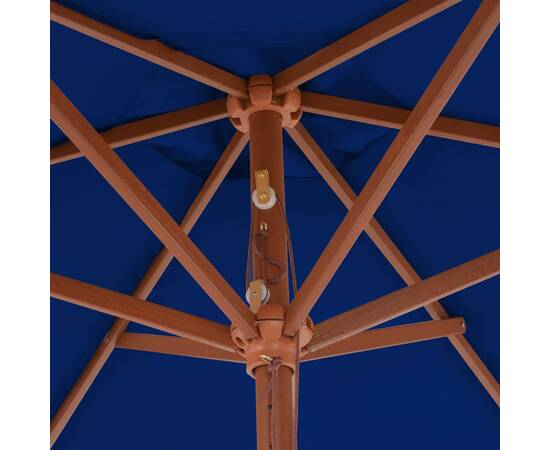 Umbrelă de soare exterior cu stâlp din lemn, albastru, 270 cm, 2 image