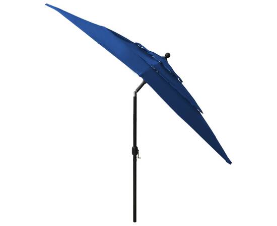 Umbrelă soare 3 niveluri, stâlp de aluminiu, azuriu, 2,5x2,5 m, 5 image