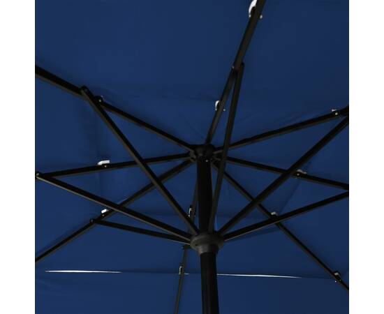 Umbrelă soare 3 niveluri, stâlp de aluminiu, azuriu, 2,5x2,5 m, 2 image