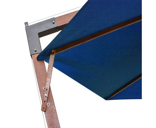 Umbrelă suspendată cu stâlp, albastru azur, 3,5x2,9 m lemn brad, 6 image