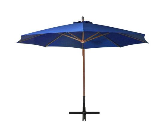 Umbrelă suspendată cu stâlp, albastru azur, 3,5x2,9 m lemn brad, 4 image