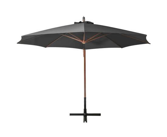 Umbrelă suspendată cu stâlp, antracit, 3,5x2,9 m, lemn brad, 4 image