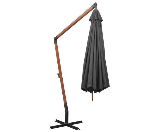 Umbrelă suspendată cu stâlp, antracit, 3,5x2,9 m, lemn brad, 5 image