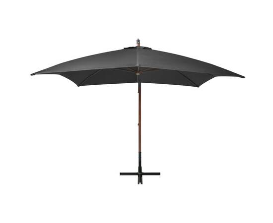 Umbrelă suspendată cu stâlp, antracit, 3x3 m, lemn masiv brad, 3 image