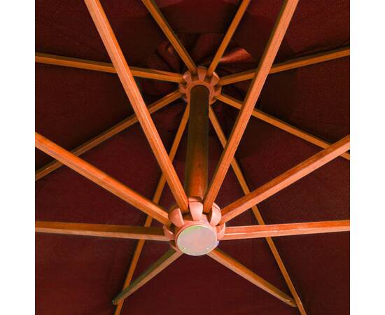 Umbrelă suspendată cu stâlp, cărămiziu, 3,5x2,9 m, lemn brad, 2 image