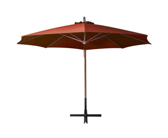 Umbrelă suspendată cu stâlp, cărămiziu, 3,5x2,9 m, lemn brad, 4 image
