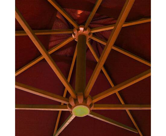 Umbrelă suspendată cu stâlp, cărămiziu, 3x3 m, lemn masiv brad, 2 image