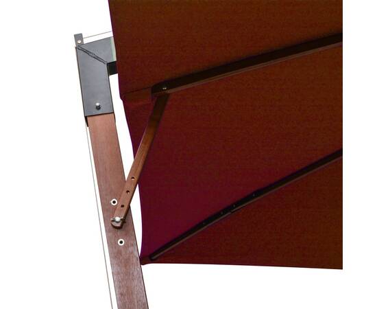 Umbrelă suspendată cu stâlp, cărămiziu, 3x3 m, lemn masiv brad, 5 image