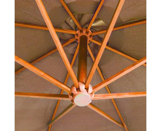 Umbrelă suspendată cu stâlp, gri taupe, 3,5x2,9 m, lemn brad, 5 image