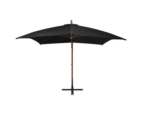 Umbrelă suspendată cu stâlp, negru, 3x3 m, lemn masiv de brad, 3 image