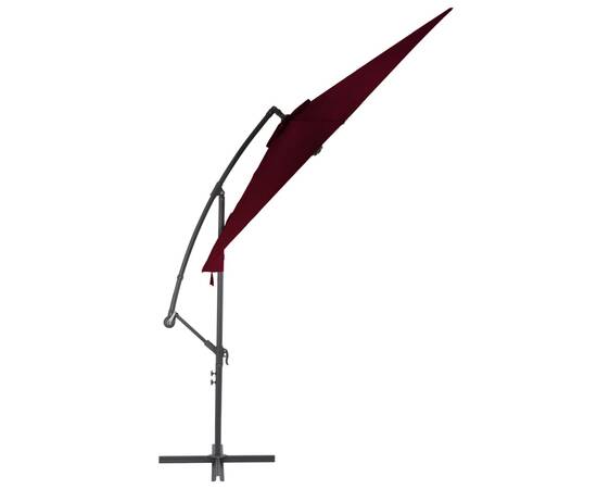 Umbrelă suspendată cu stâlp de aluminiu, roșu bordo, 300 cm, 3 image