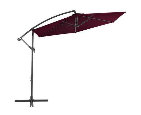 Umbrelă suspendată cu stâlp de aluminiu, roșu bordo, 300 cm, 2 image