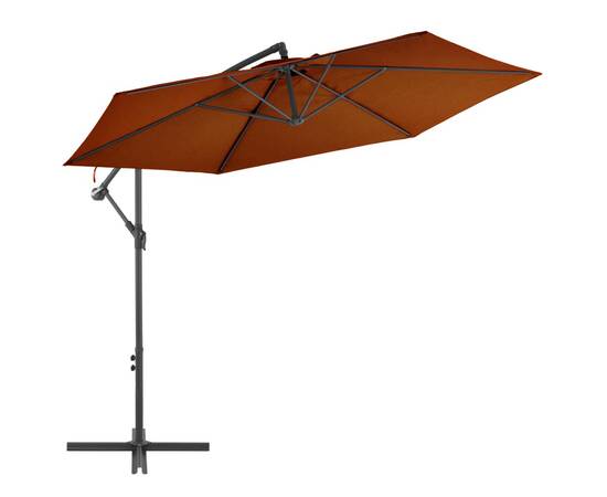 Umbrelă suspendată cu stâlp din aluminiu, cărămiziu, 300 cm