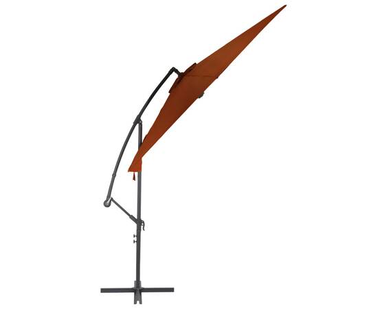 Umbrelă suspendată cu stâlp din aluminiu, cărămiziu, 300 cm, 3 image