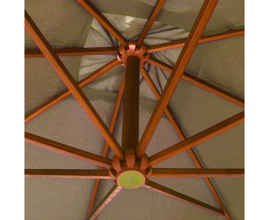 Umbrelă suspendată cu stâlp gri taupe 3x3 m lemn masiv de brad, 2 image