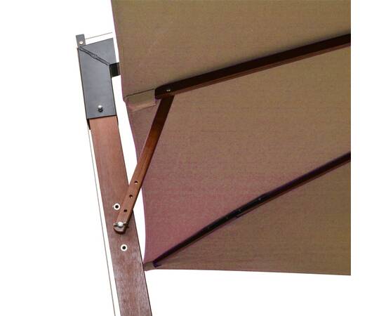 Umbrelă suspendată cu stâlp gri taupe 3x3 m lemn masiv de brad, 5 image