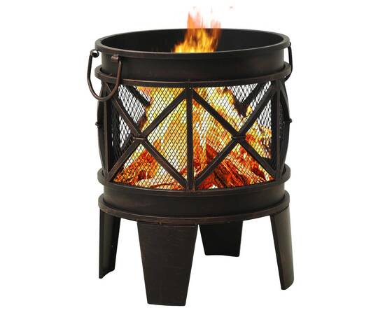 Vatră de foc rustică, cu vătrai, Φ42x54 cm, oțel, 3 image