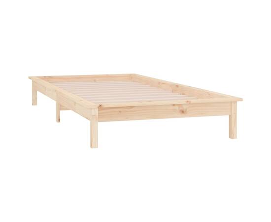 Cadru de pat mic single 2ft6 cu led, 75x190 cm, lemn masiv, 6 image