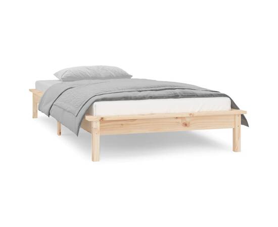 Cadru de pat mic single 2ft6 cu led, 75x190 cm, lemn masiv, 4 image