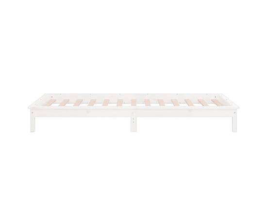 Cadru de pat mic single 2ft6 cu led, alb, 75x190 cm lemn masiv, 8 image