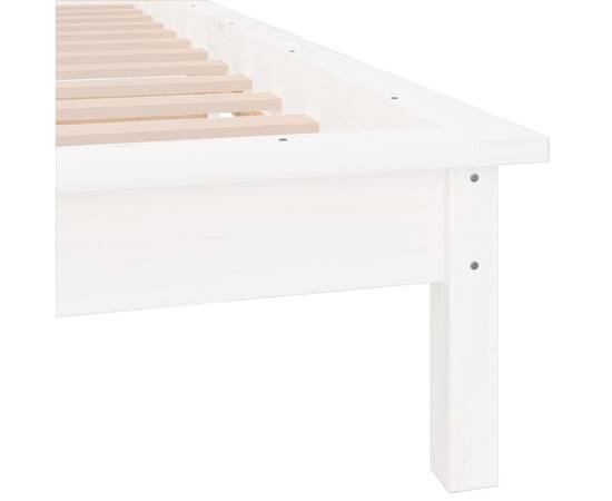 Cadru de pat mic single 2ft6 cu led, alb, 75x190 cm lemn masiv, 9 image