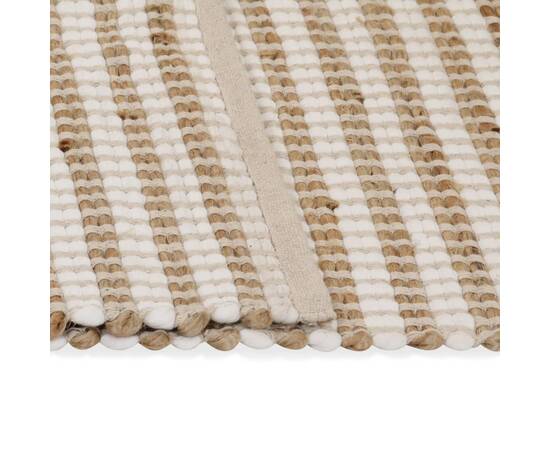 Covor din iută lucrat manual, natural & alb, 120x180 cm textil, 3 image