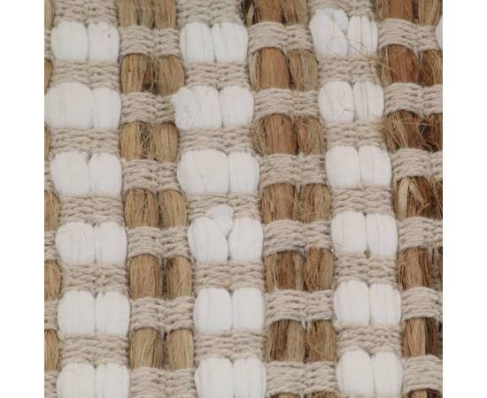 Set covoraș de baie lucrat manual, natural și alb, iută textil, 5 image