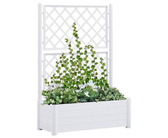 Jardinieră de grădină cu spalier, alb, 100 x 43 x 142, pp
