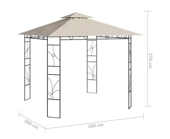 Pavilion, crem, 3x3x2,7 m, 160 g/m², 5 image