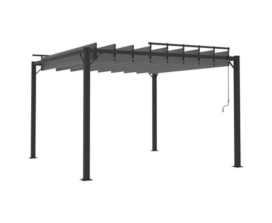 Pavilion cu acoperiș jaluzea antracit 3x3 m țesătură&aluminiu, 5 image