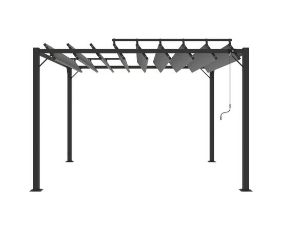 Pavilion cu acoperiș jaluzea antracit 3x3 m țesătură&aluminiu, 3 image