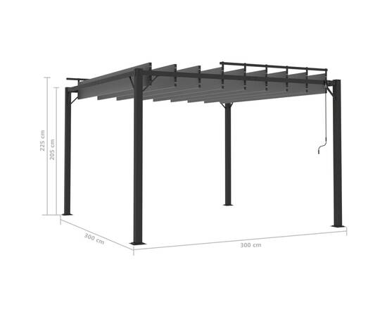 Pavilion cu acoperiș jaluzea antracit 3x3 m țesătură&aluminiu, 8 image