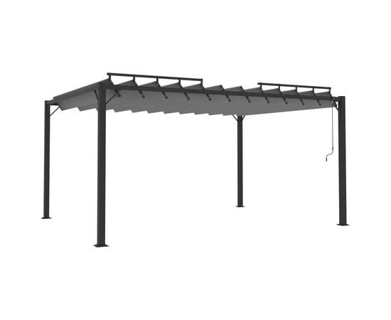 Pavilion cu acoperiș jaluzea antracit 3x4 m țesătură&aluminiu, 2 image