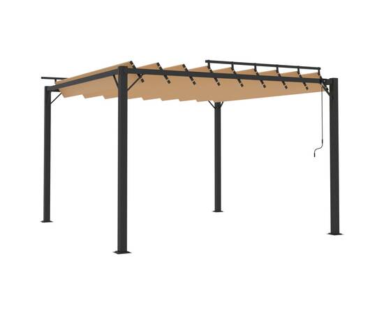 Pavilion cu acoperiș jaluzea gri taupe 3x3 m țesătură&aluminiu, 2 image