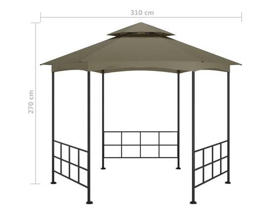 Pavilion cu pereți laterali, gri taupe, 3,1x2,7 m, 6 image
