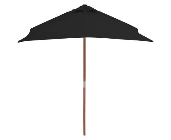 Umbrelă de soare, exterior, stâlp lemn, negru, 150x200 cm, 4 image