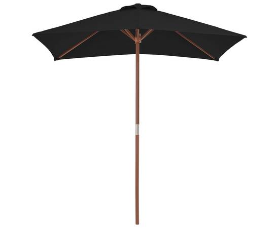 Umbrelă de soare, exterior, stâlp lemn, negru, 150x200 cm, 5 image
