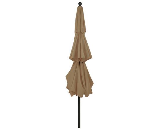 Umbrelă de soare 3 niveluri, stâlp aluminiu, gri taupe, 3,5 m, 5 image