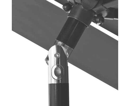 Umbrelă de soare 3 niveluri, stâlp de aluminiu, antracit, 2,5 m, 6 image