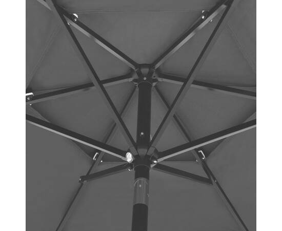 Umbrelă de soare 3 niveluri, stâlp de aluminiu, antracit, 2,5 m, 2 image