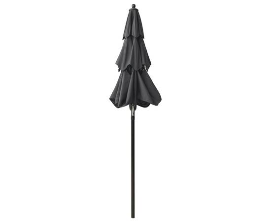 Umbrelă de soare 3 niveluri, stâlp de aluminiu, antracit, 2 m, 5 image